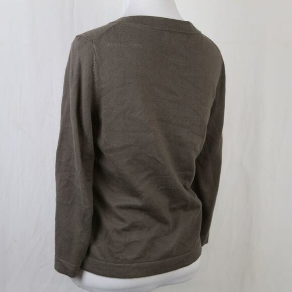 Banana Republic Brown Taupe Ruffle Long Sleeve Hook and Eye Cardigan Sweater S - Picture 3 of 4